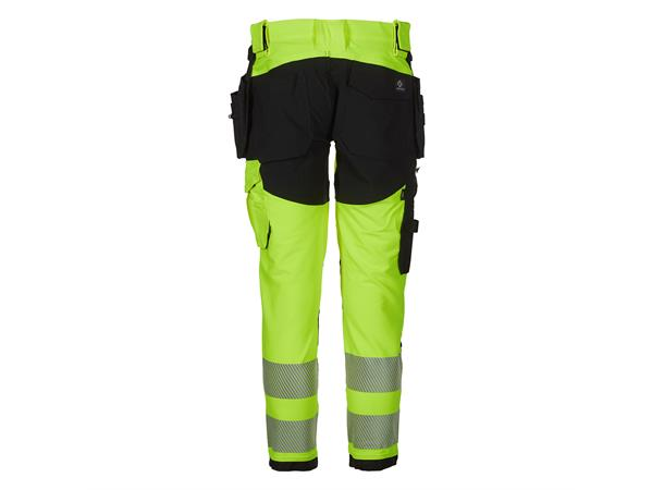 Bulldog stretchbukse, gul/svart   Håndverkbukse, synlighet kl. 2