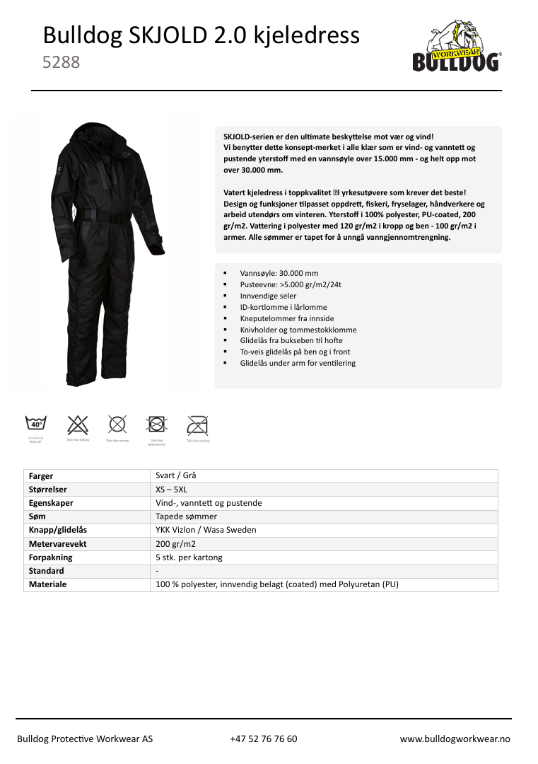 Bulldog SKJOLD 2.0 dress, svart/grå, Herre  Vattert, vind- og vanntett