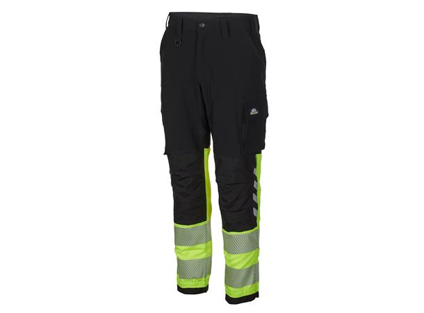 Bulldog stretchbukse, svart/gul, Servicebukse, synlighet kl. 1 Vår bestselger