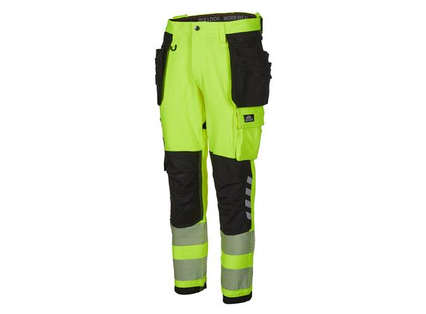Bulldog stretchbukse, gul/svart   Håndverkbukse, synlighet kl. 2